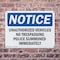 Signmission Unauthorized Vehicles No Trespassing Police OSHA Notice Sign, Plastic, 10in W x 7in L, 2PK OS-2PACK-NS-P-710-L-18758 - alternate 5